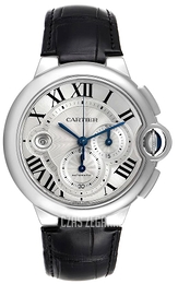 Cartier Ballon Blue Srebrny/Skóra Ø44 mm W6920003