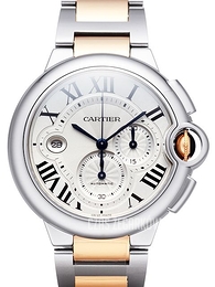 Cartier Ballon Blue Srebrny/18 karatowe różowe złoto Ø44 mm W6920075