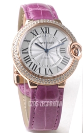 Cartier Ballon Blue Srebrny/Skóra Ø36.6 mm WE900551