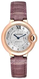 Cartier Ballon Blue Srebrny/Skóra Ø33 mm WE902063