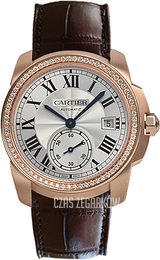 Cartier Calibre de Cartier Srebrny/Skóra Ø38 mm WF100013