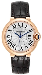 Cartier Ballon Blue Srebrny/Skóra Ø36.6 mm WGBB0009