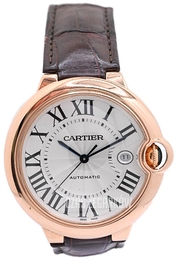 Cartier Ballon Blue Srebrny/Skóra Ø42 mm WGBB0017