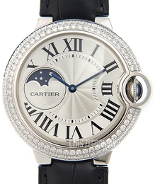 Cartier Ballon Blue Srebrny/Skóra Ø37 mm WJBB0028