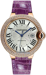 Cartier Ballon Blue Srebrny/Skóra Ø42 mm WJBB0031