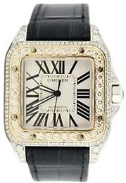 Cartier Santos De Cartier Srebrny/Skóra WJSA0008