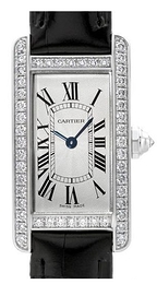 Cartier Tank Americaine Srebrny/Skóra WJTA0003