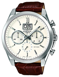Casio Edifice Biały/Skóra Ø49 mm EFB-502L-7AVER