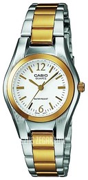 Casio Collection Biały/Stal w odcieniu złota Ø25 mm LTP-1280PSG-7AEF