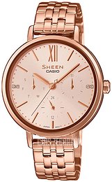 Casio Sheen Różowe złoto/Stal w kolorze różowego złota Ø43 mm SHE-3064PG-4AUER