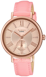 Casio Sheen Różowe złoto/Skóra Ø34 mm SHE-3066PGL-4AUEF