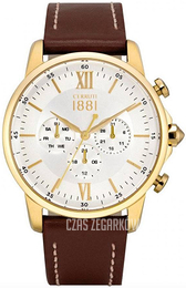Cerruti 1881 Srebrny/Skóra Ø43 mm CRA081SG01DB-I