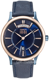Cerruti 1881 Niebieski/Skóra Ø41 mm CRA128SBLR03BL