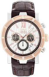 Cerruti 1881 Biały/Skóra Ø46 mm CRA142STR04BR