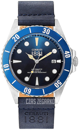 Cerruti 1881 Niebieski/Skóra Ø42 mm CRA164STBL03BL