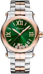 Chopard Happy Sport Zielony/18 karatowe różowe złoto Ø36 mm 278582-6006