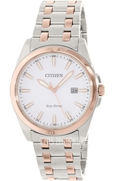 Citizen Eco Drive 180 Biały/Stal w kolorze różowego złota Ø41 mm BM7104-58A
