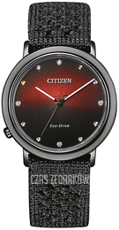 Citizen Eco Drive Czerwony/Tkanina Ø34 mm EM1007-47E
