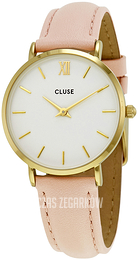 Cluse Minuit Biały/Skóra Ø33 mm CL30020