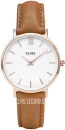 Cluse Minuit Biały/Skóra Ø33 mm CL30021