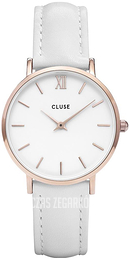Cluse Minuit Biały/Skóra Ø33 mm CL30056