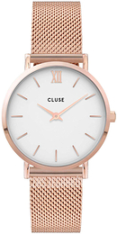 Cluse Minuit Biały/Stal w kolorze różowego złota Ø33 mm CW0101203001