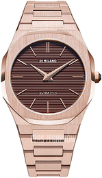 D1 Milano Ultra Thin Brązowy/Stal w kolorze różowego złota Ø40 mm UTBJ13