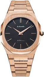 D1 Milano Ultra Thin Czarny/Stal w kolorze różowego złota Ø40 mm UTBJ16