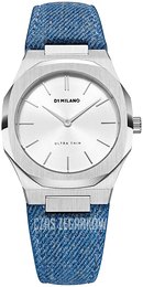 D1 Milano Ultra Thin Srebrny/Skóra Ø34 mm UTDL01