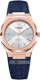 D1 Milano Ultra Thin Srebrny/Skóra Ø34 mm UTDL02
