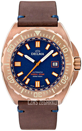 Delma Shell Star Bronze Niebieski/Skóra Ø44 mm 31601.670.6.041