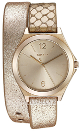 DKNY Dress Żółte złoto/Skóra Ø30 mm NY2375