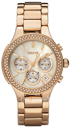 DKNY Chronograph Biały/Stal w kolorze różowego złota Ø38 mm NY8080