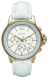 DKNY Chronograph Biały/Skóra Ø40 mm NY8086