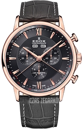 Edox Les Bemonts Szary/Skóra Ø42 mm 10501-37R-GIR