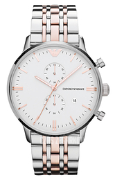 Emporio Armani Classic Biały/Stal w kolorze różowego złota Ø43 mm AR0399