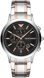 Emporio Armani Renato Czarny/Stal w kolorze różowego złota Ø43 mm AR11165