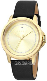 Esprit Żółte złoto/Skóra Ø36 mm ES1L147L0025