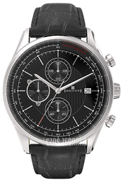 Executive Tie Pin Czarny/Skóra Ø42 mm EX-1003-01