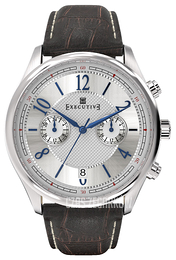 Executive Button Down Srebrny/Skóra Ø41 mm EX-1006-01