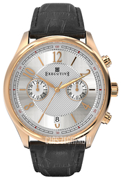 Executive Button Down Srebrny/Skóra Ø41 mm EX-1006-02