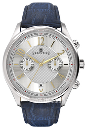 Executive Button Down Srebrny/Skóra Ø41 mm EX-1006-03