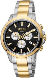 Ferrè Milano John Czarny/Stal w odcieniu złota Ø44 mm FM1G153M0081