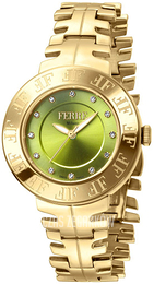 Ferrè Milano Zielony/Stal w odcieniu złota Ø34 mm FM1L100M0021