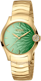 Ferrè Milano Collezione Fiore Zielony/Stal w odcieniu złota Ø34 mm FM1L121M0071