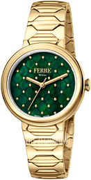 Ferrè Milano Collezione Libellula Zielony/Stal w odcieniu złota Ø32 mm FM1L124M0071