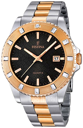 Festina Dress Czarny/Stal w kolorze różowego złota Ø40 mm F16687-5
