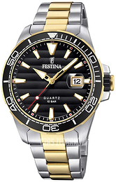 Festina Czarny/Stal w odcieniu złota Ø44.3 mm F20362-2