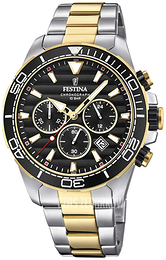 Festina Czarny/Stal w odcieniu złota Ø44.3 mm F20363-3