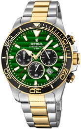 Festina Prestige Zielony/Stal w odcieniu złota Ø44 mm F20363-4